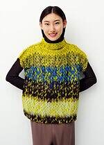 ミー イッセイ ミヤケ"カラフル毛糸"プリントのトップ＆手編みニット風コーデュロイプリーツ｜写真2