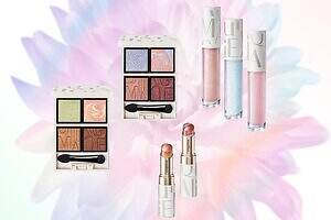 マキアージュ2025年クリスマスコスメ“マーブル模様”のうるツヤリップ＆4色アイカラー