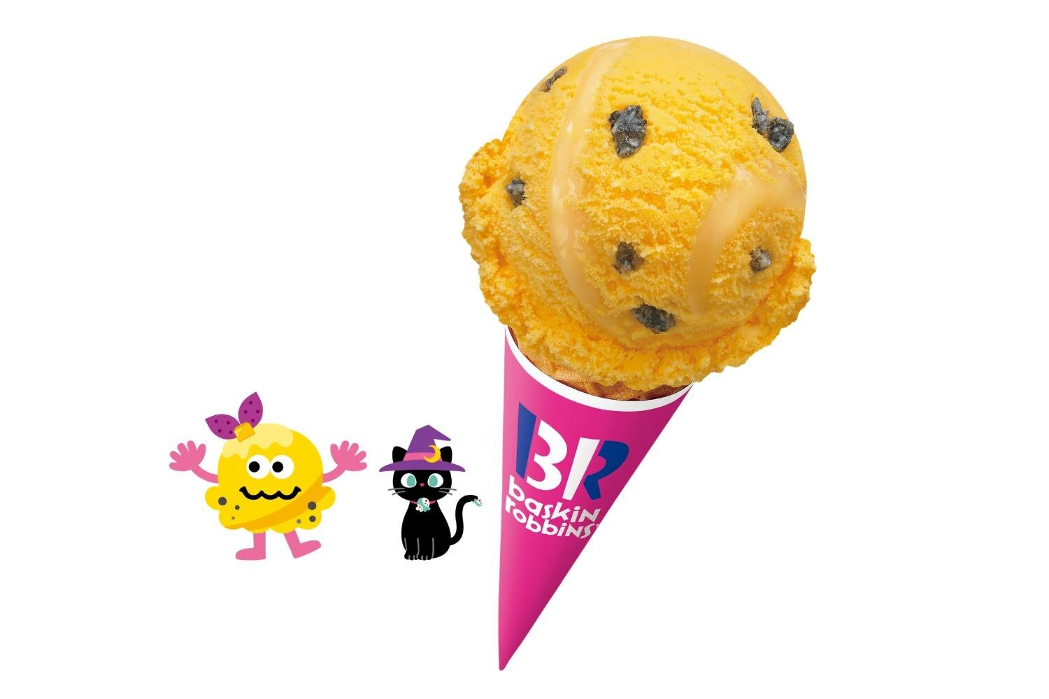 サーティワンのハロウィン限定アイスクリーム、“満月×黒猫の足跡風”おさつバターやスイートポテトサンデー