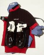 ミュウミュウ“コイン煌めく”ペニーローファー＆ロゴ入りギャザーシューズ｜写真8