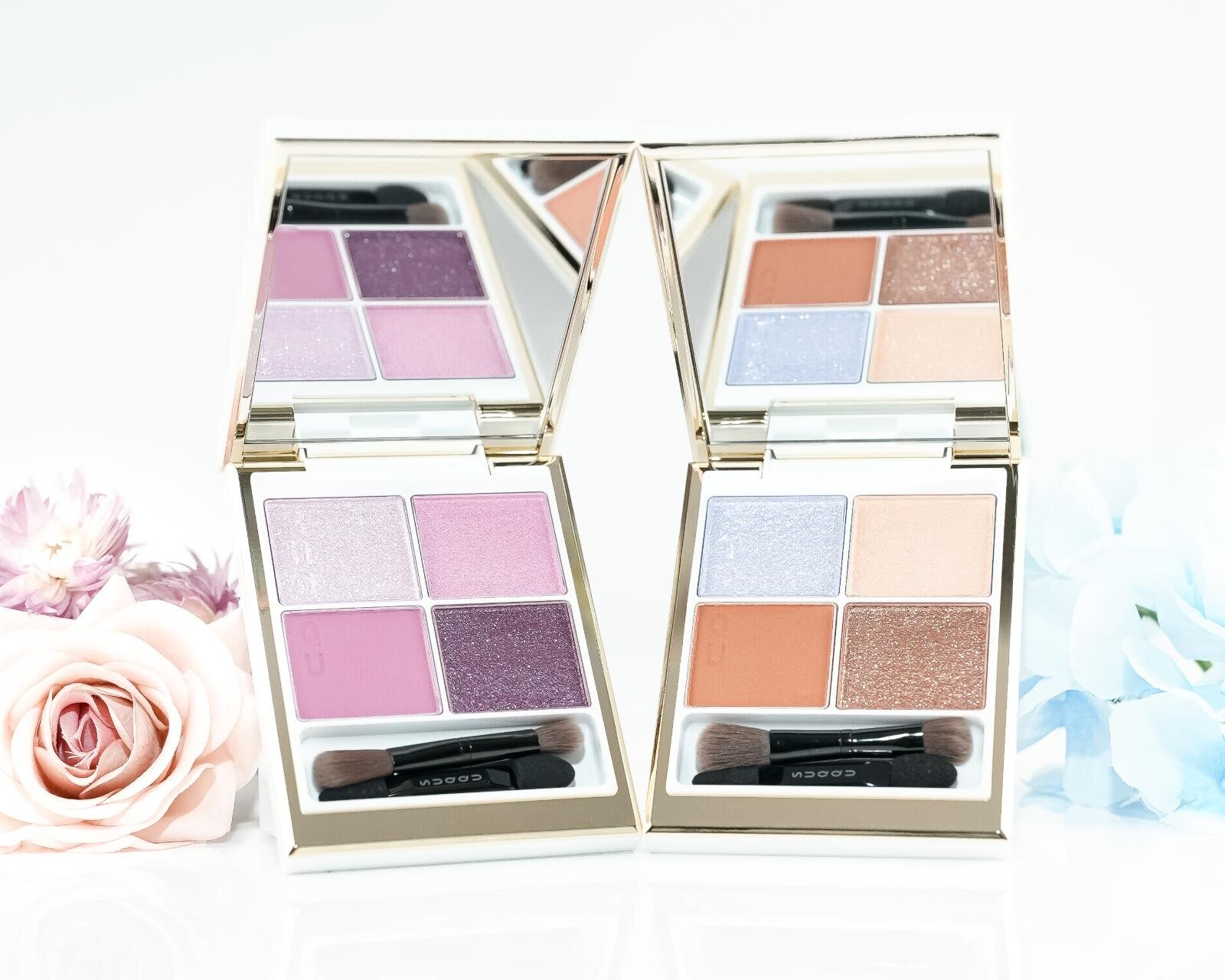 左から) シグニチャー カラー アイズ 149 舜華(SHUNKA)、150 光飾(HIKARIKAZARI)＜限定色＞