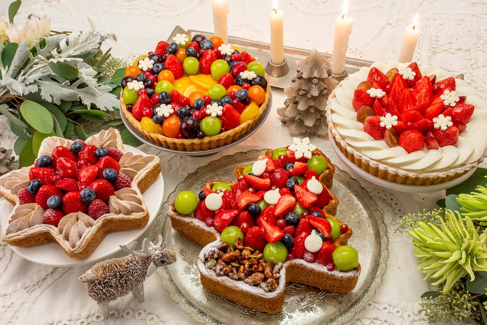 フルーツタルト｜キル フェ ボンの25年クリスマスケーキ、“苺×クリームチーズ”雪景色タルトやリース型フルーツタルト