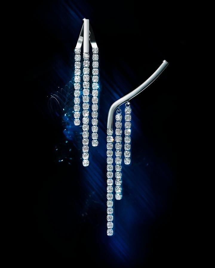 シャンデリア フロー ピアス Pt / ダイヤモンド(VS / 0.42ct) 261,800円 ※シングルピアス