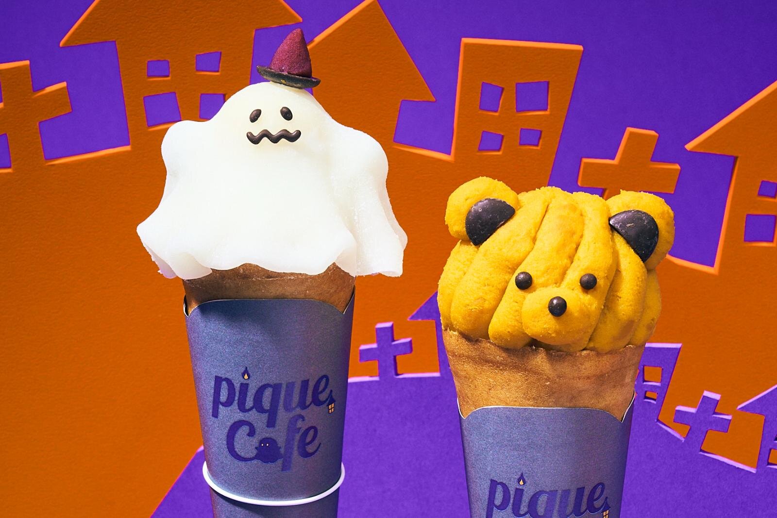 ジェラート ピケ カフェ「パンプキンベア＆ゴースト」ハロウィン限定クレープやかぼちゃプリン風アイス