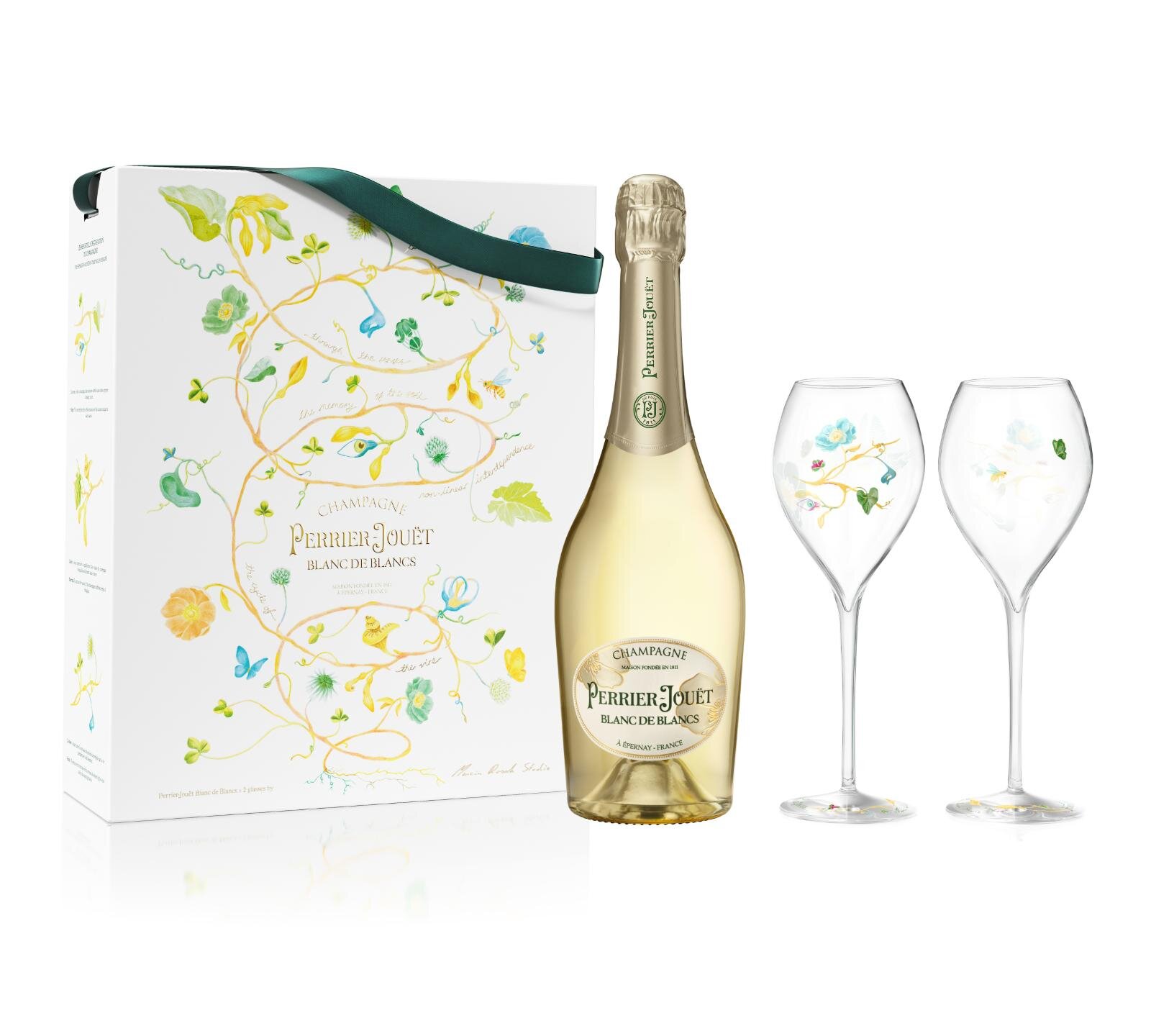 ペリエ ジュエ ブラン・ド・ブラン グラス2脚セット エコロジカル ボックス by マルシン・ルサック オープン価格/参考小売価格 18,194円 セパージュ(品種)：シャルドネ 100% 