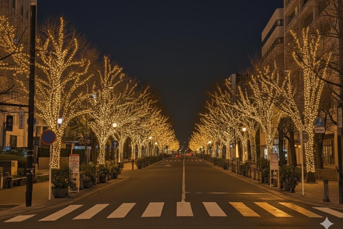 横浜公園の25年クリスマスイベント、イルミネーション煌めく大通り＆ドイツの本場グルメ