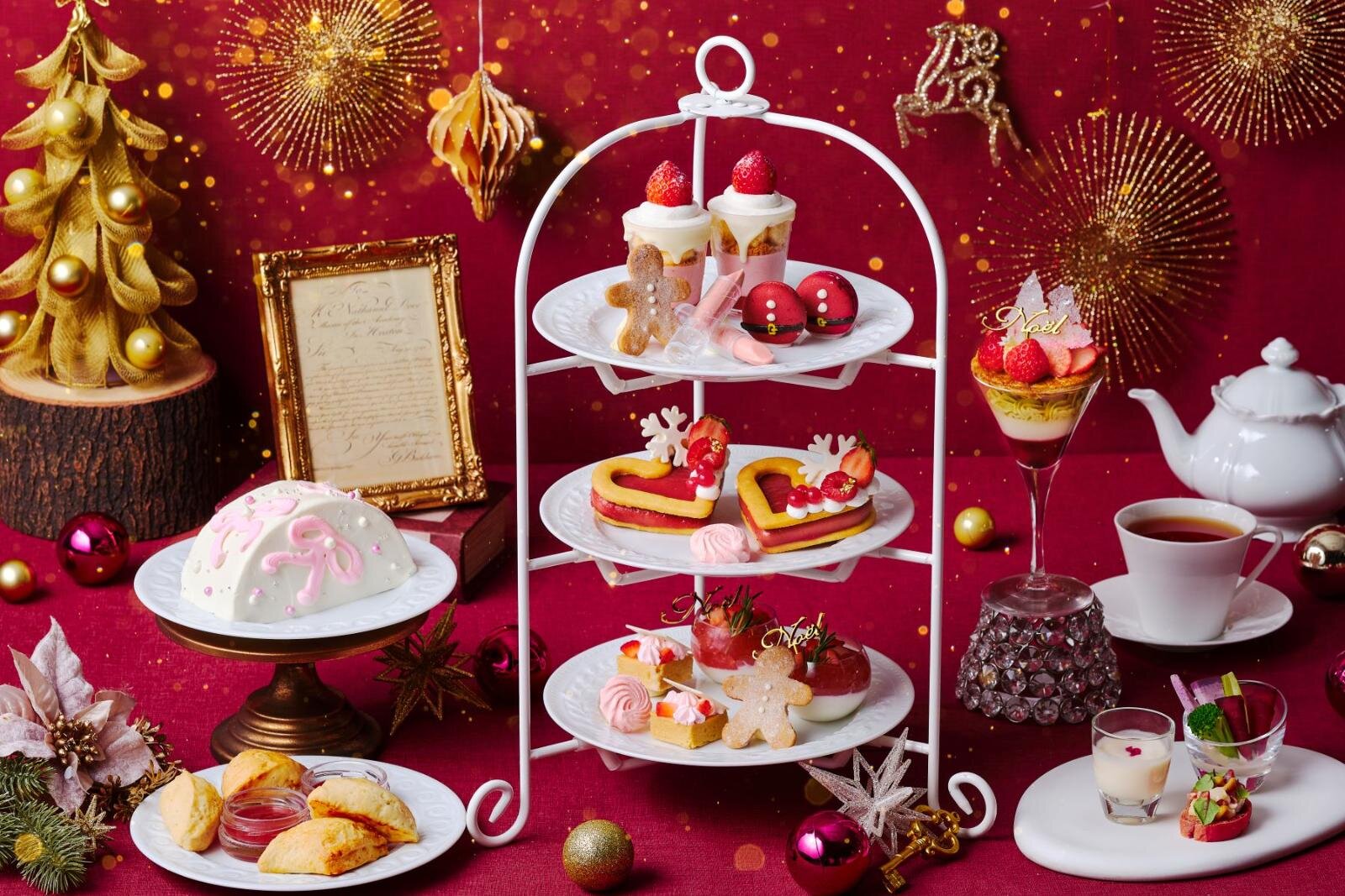 「クリスマスギフトアフタヌーンティー」平日 5,300円～、土日祝 6,300円～※サービス料15％ ※画像はセンイルケーキ・ミルフィーユミニパフェ付、2名分イメージ
