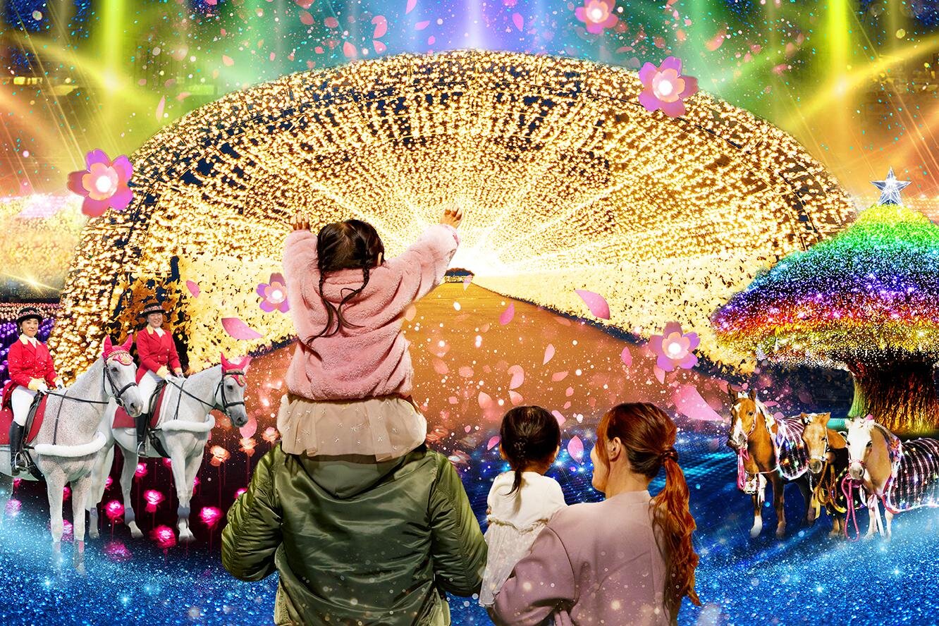 「東京メガイルミ」大井競馬場25年イルミネーション、音と光のショーや和のきらめきエリア