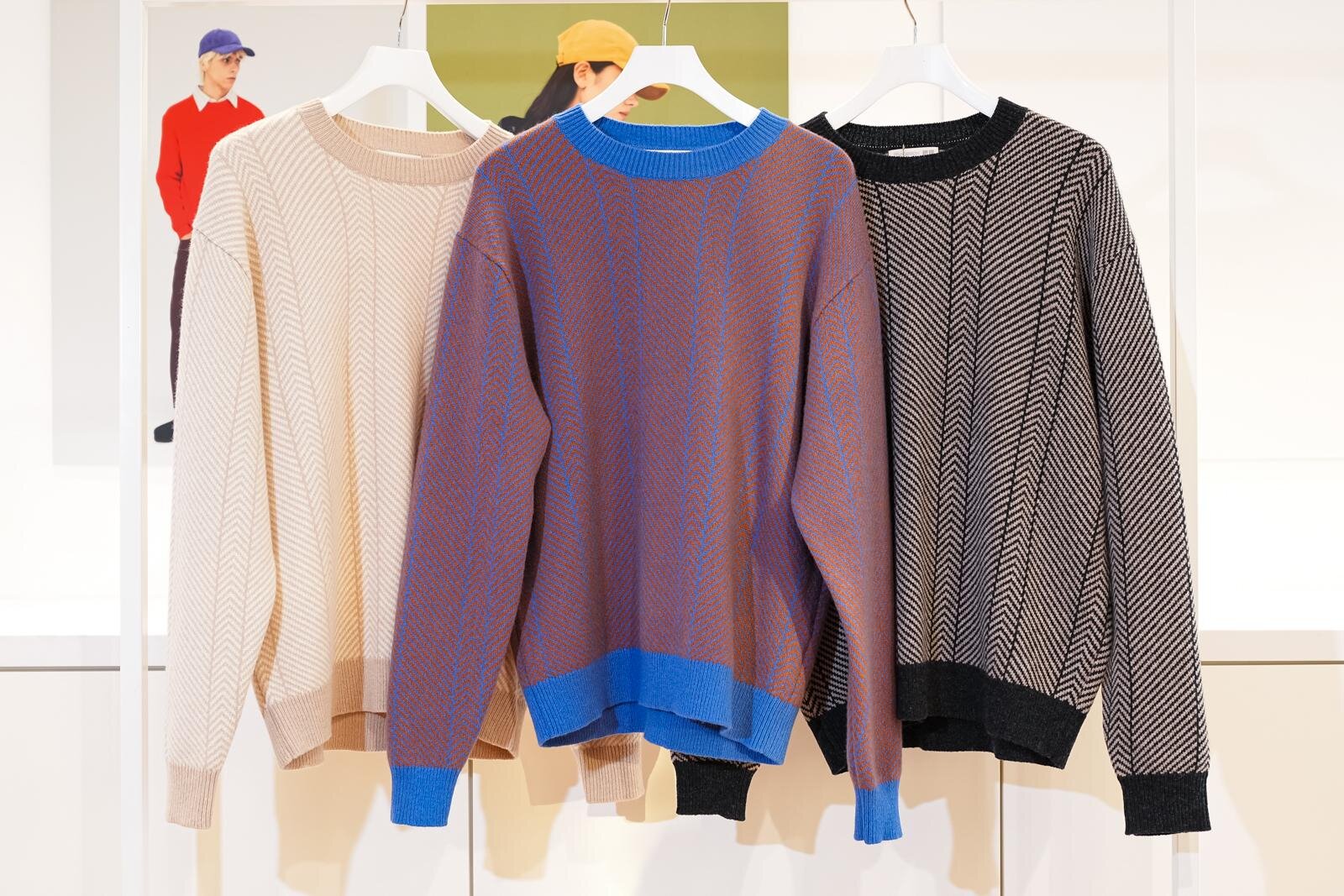 ラムクルーネックセーター/ヘリンボーン 4,990円