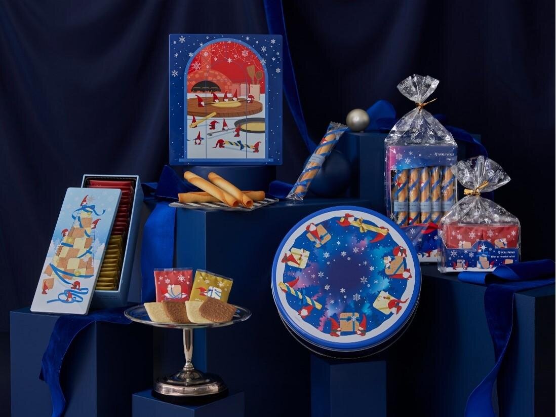 ヨックモック25年クリスマス限定クッキー＆シガール缶、“サンタや妖精”描いた年号入りデザイン｜写真3