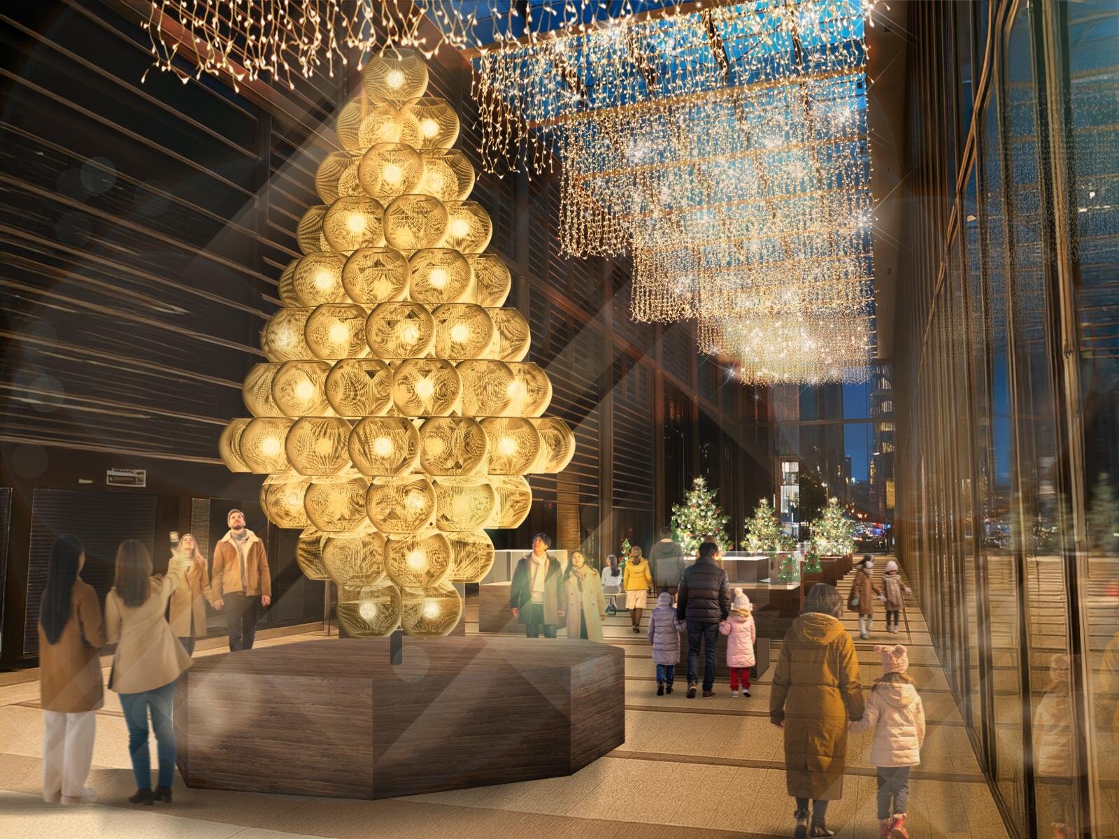 東京ミッドタウン八重洲“ゴールドに輝く”クリスマスイルミネーション、伝統工芸ツリー＆マーケットも｜写真1
