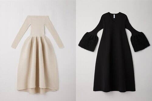 CFCL“グリッターきらめく”壺型ニットドレスがオフショルダーorベルスリーブで、六本木限定