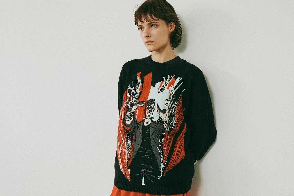 ビューティフルピープル×映画『フランケンシュタイン』“怪物”ジャカードのニットプルオーバー
