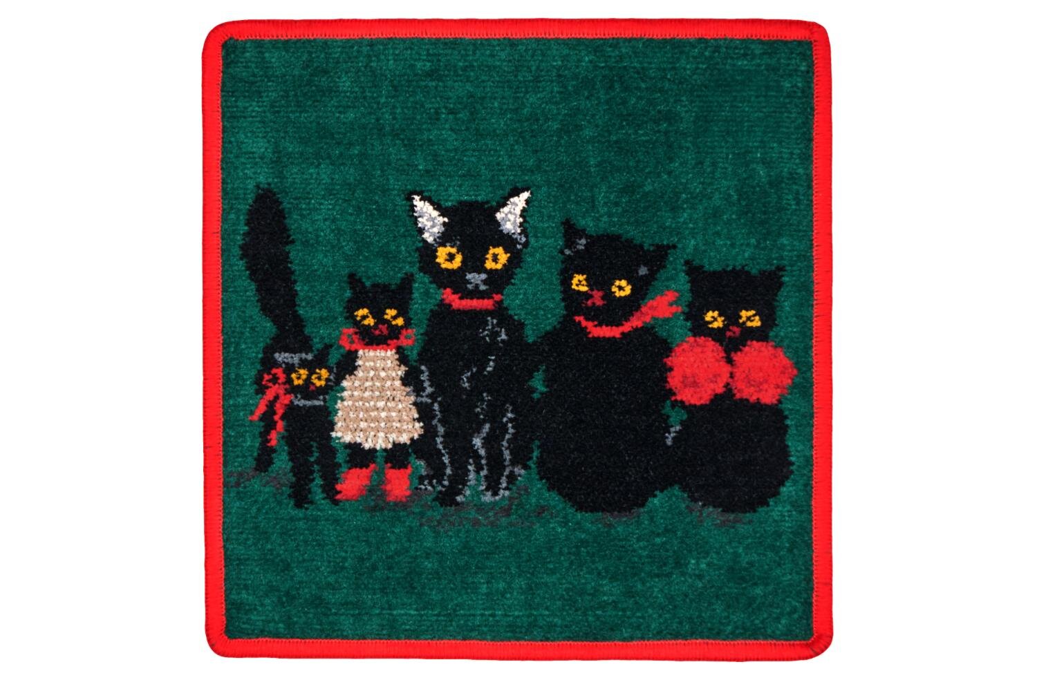 フェイラー×くらはしれい‟冬支度の黒猫たち”のハンカチ、コスメキッチン限定で