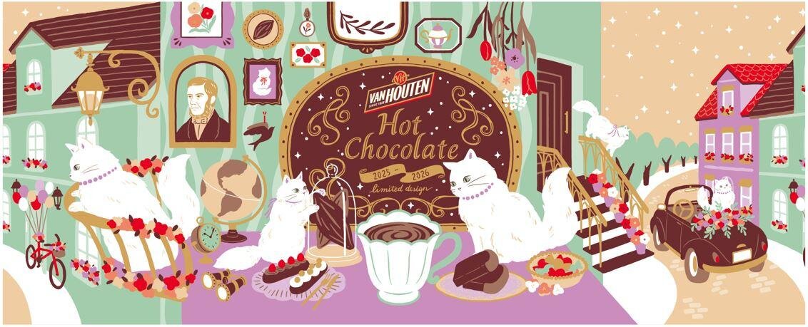 バンホーテンの濃厚ホットチョコレート缶、"白猫"モチーフのクリスマスデザイン｜写真4