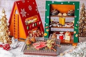 ヒルトン東京“肉”主役のクリスマスアフタヌーンティー、ドールハウス型スタンドでスイーツも