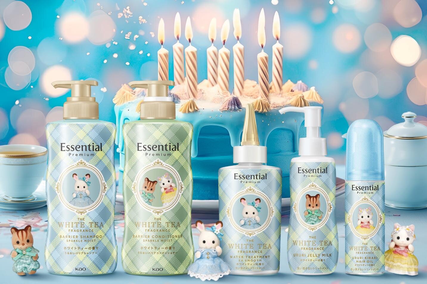 エッセンシャル「シルバニアファミリー」限定ヘアケア、気分安らぐ”ホワイトティー”の香りで