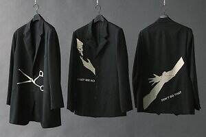 ヨウジヤマモト“ハサミや手”プリントのメンズウールギャバジャケット、レトロな花柄ニットも