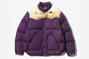 ニードルズ×ロッキーマウンテンフェザーベッド、“夕景に鶴が舞う”ウエスタン風ダウンジャケット