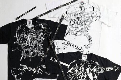 トレーディング ミュージアム・コム デ ギャルソン×ウルフズヘッドのドクロTシャツ、スタッズベルトも