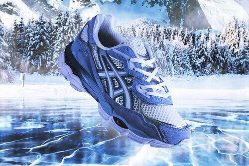 アシックス スポーツスタイル「ゲルNYC」スニーカー、“氷山”のひんやりカラーがアトモスから