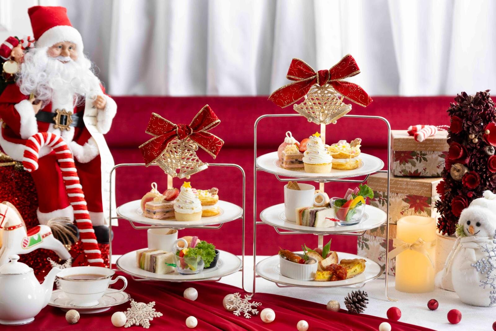 クリスマス｜コロンバン原宿サロンのクリスマスアフタヌーンティー、"雪のツリー"風ショートケーキや苺のオペラ