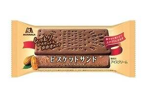 森永製菓「ビスケットサンド＜エクアドルカカオ＞」しっとりココアビスケット×コク深チョコアイスクリーム