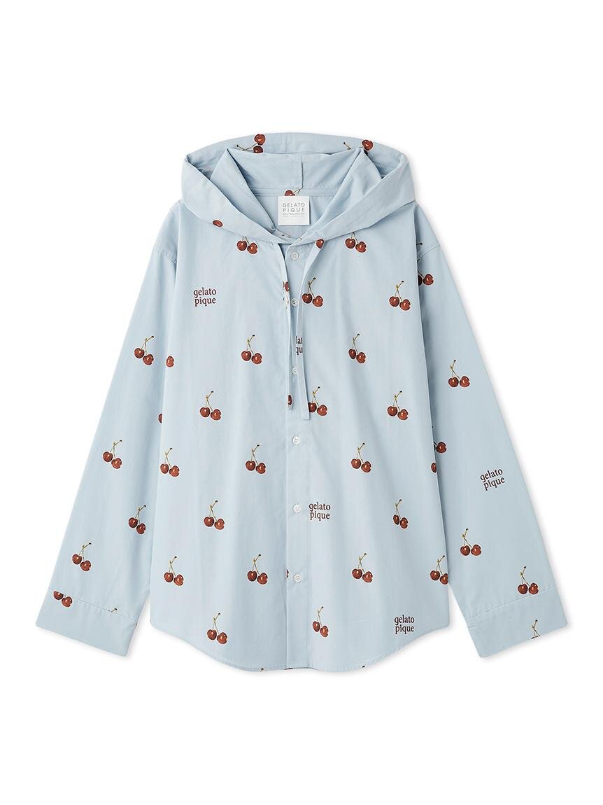 チェリー柄シャツパーカ ブルー 9,130円