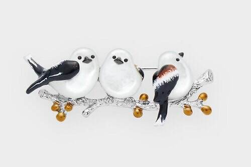 ヴァンドームブティック×フェイラー「シマエナガ」アクセサリー、シュニール織ポーチとセットで