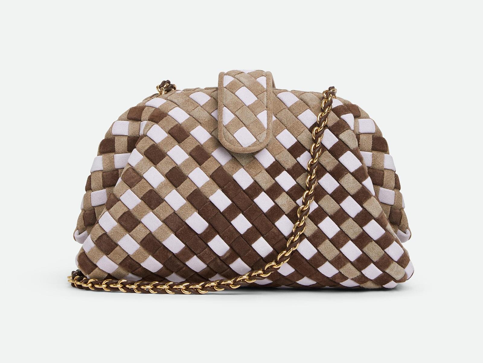 ボッテガ・ヴェネタ“15色のレザー”編み込んだイントレチャートバッグ