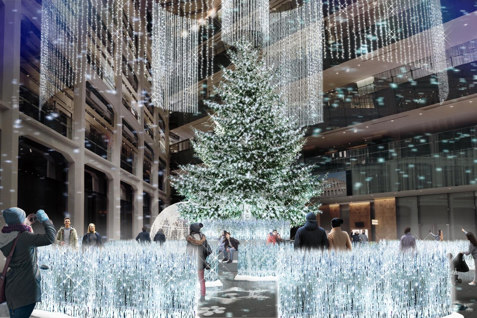 丸の内KITTEの25年クリスマスイルミネーション、100mに広がる“白銀の大草原”＆光のかまくら