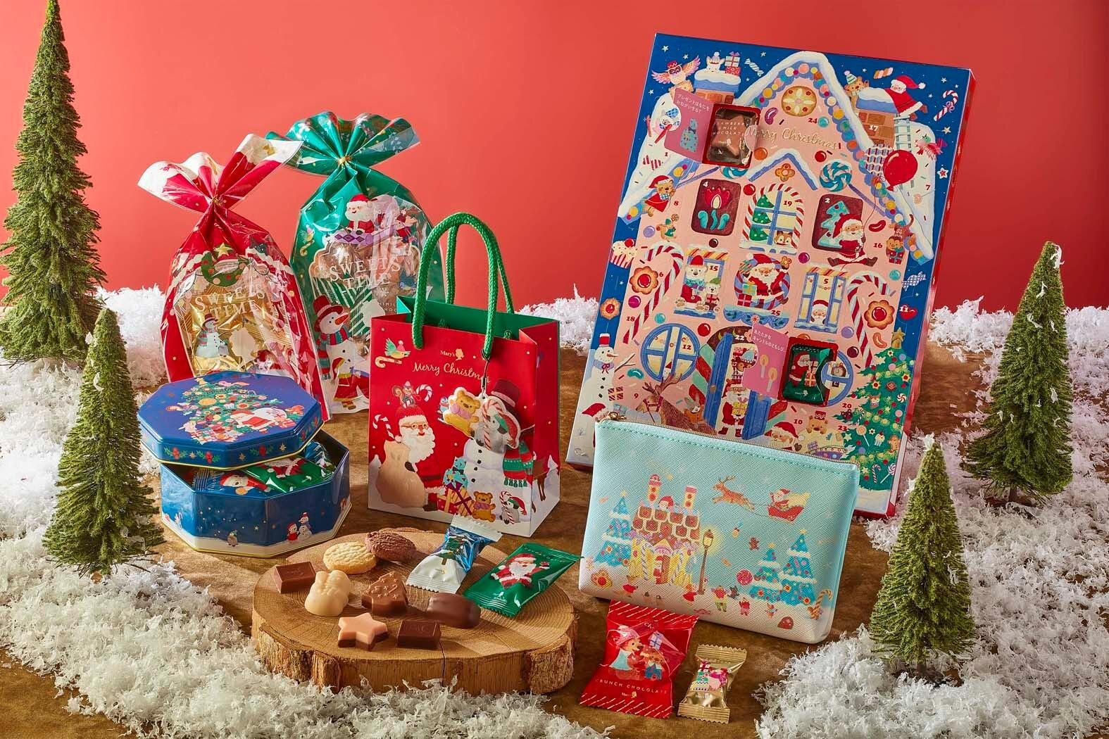 メリーチョコレート25年クリスマス、“お菓子の家”描いたアドベントカレンダー＆チョコレートボックス