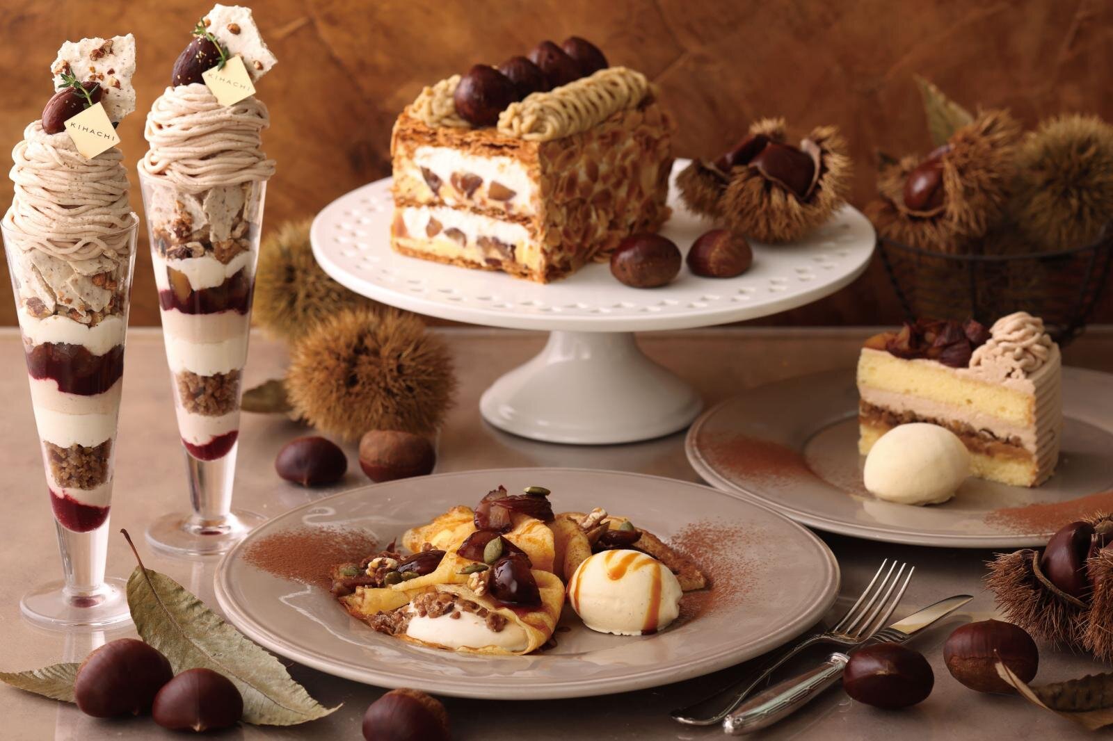 キハチ カフェ”栗尽くし”スイーツ、ごろっと栗入りマロンパイやアフタヌーンティーも