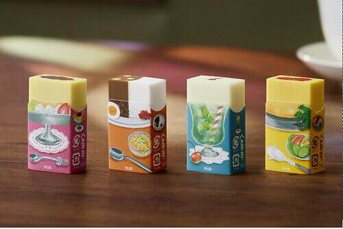 消すと「レトロ喫茶メニュー」が現れる消しゴム、昔懐かしのプリンやオムライスなど