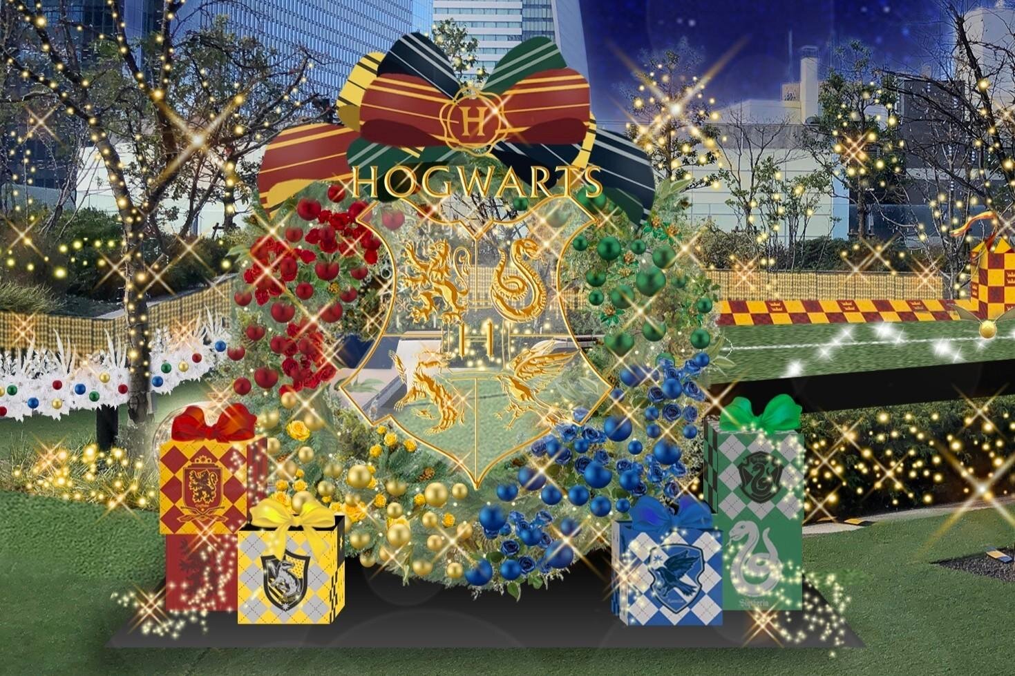 コラボレーション｜大名古屋ビルヂング「ハリー・ポッター」クリスマスイルミネーション、天空のツリーやホグワーツ4寮リース