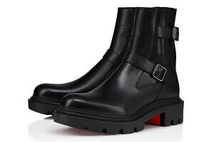 クリスチャン ルブタン「オキシブーティー カレッジ」タフなチャンキーソールのベルト付きメンズブーツ