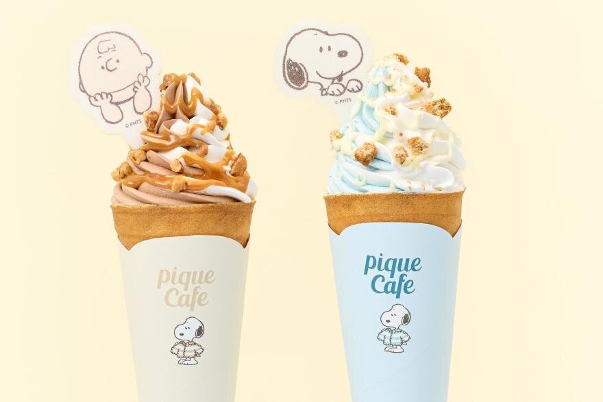 ジェラート ピケ カフェ「ピーナッツ」コラボスイーツ、スヌーピーの好物着想チョコクレープやドリンク