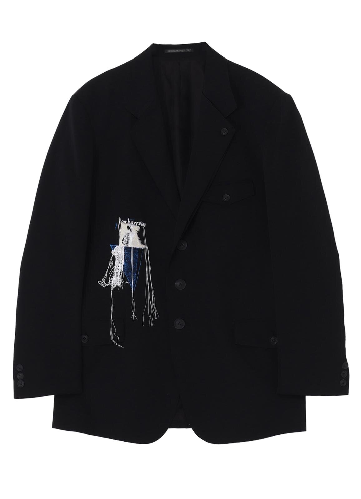 ヨウジヤマモト“翼を広げるカラス”プリントのウールコート＆手描きデッサンの刺繍ジャケット｜写真3