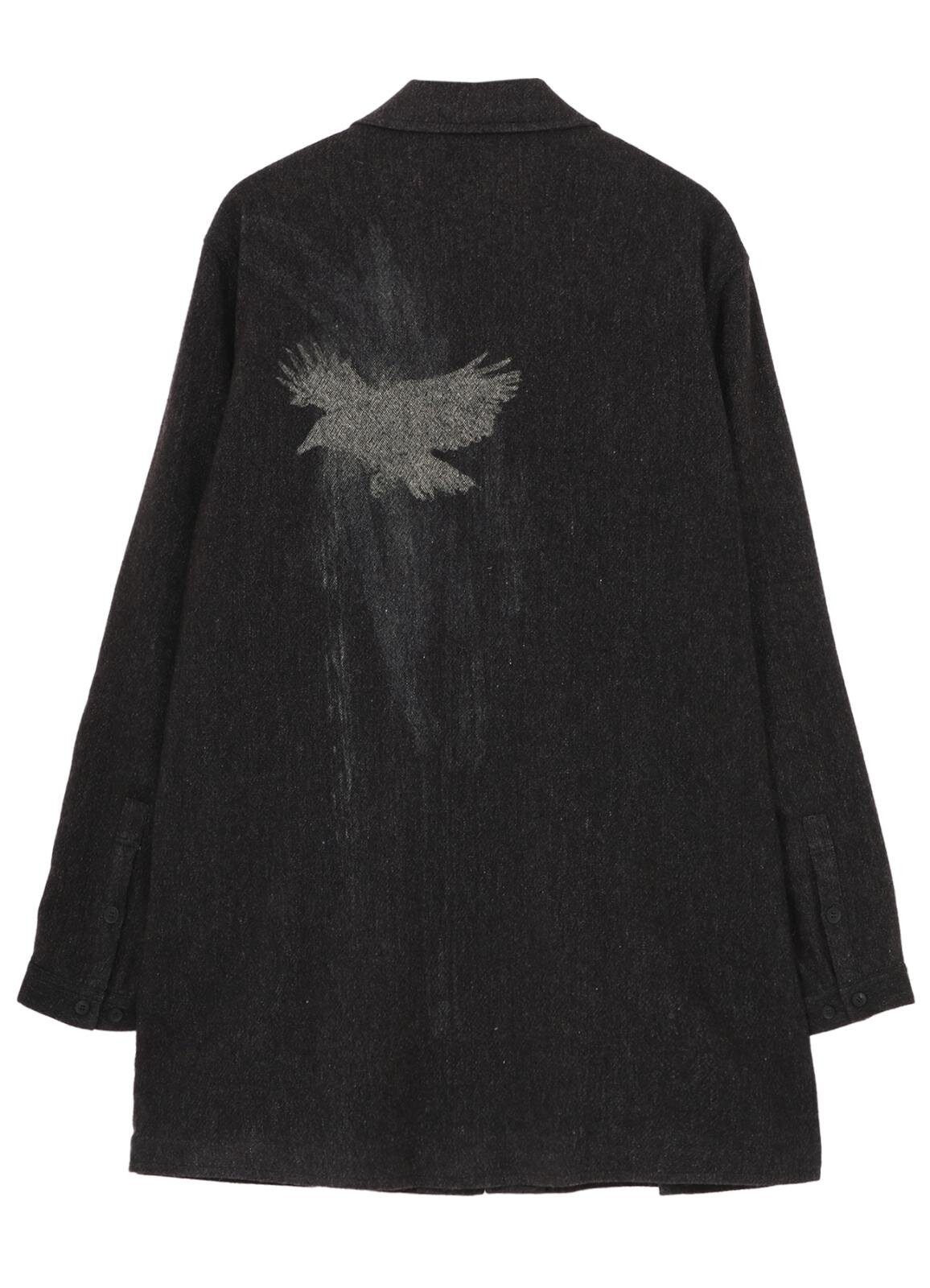 ヨウジヤマモト“翼を広げるカラス”プリントのウールコート＆手描きデッサンの刺繍ジャケット｜写真5