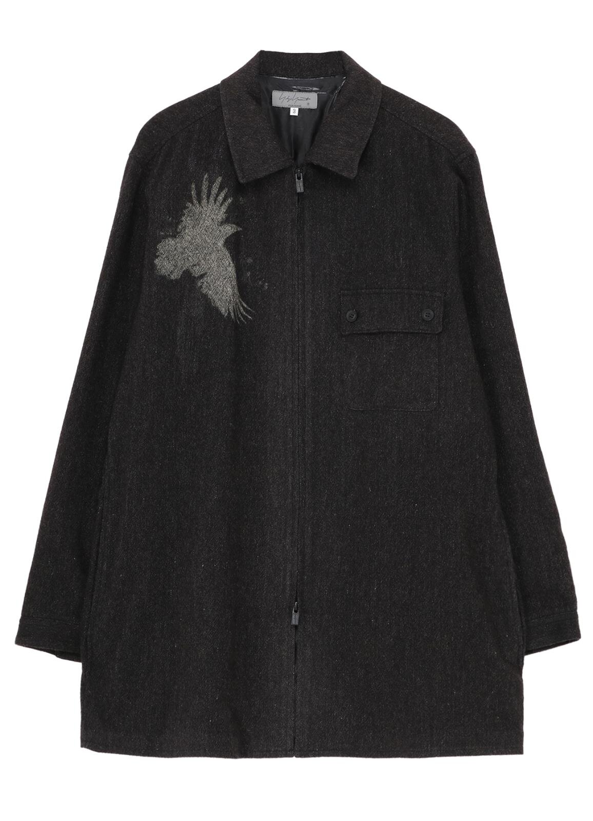 ヨウジヤマモト“翼を広げるカラス”プリントのウールコート＆手描きデッサンの刺繍ジャケット｜写真18