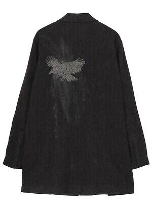 ヨウジヤマモト“翼を広げるカラス”プリントのウールコート＆手描きデッサンの刺繍ジャケット｜写真5