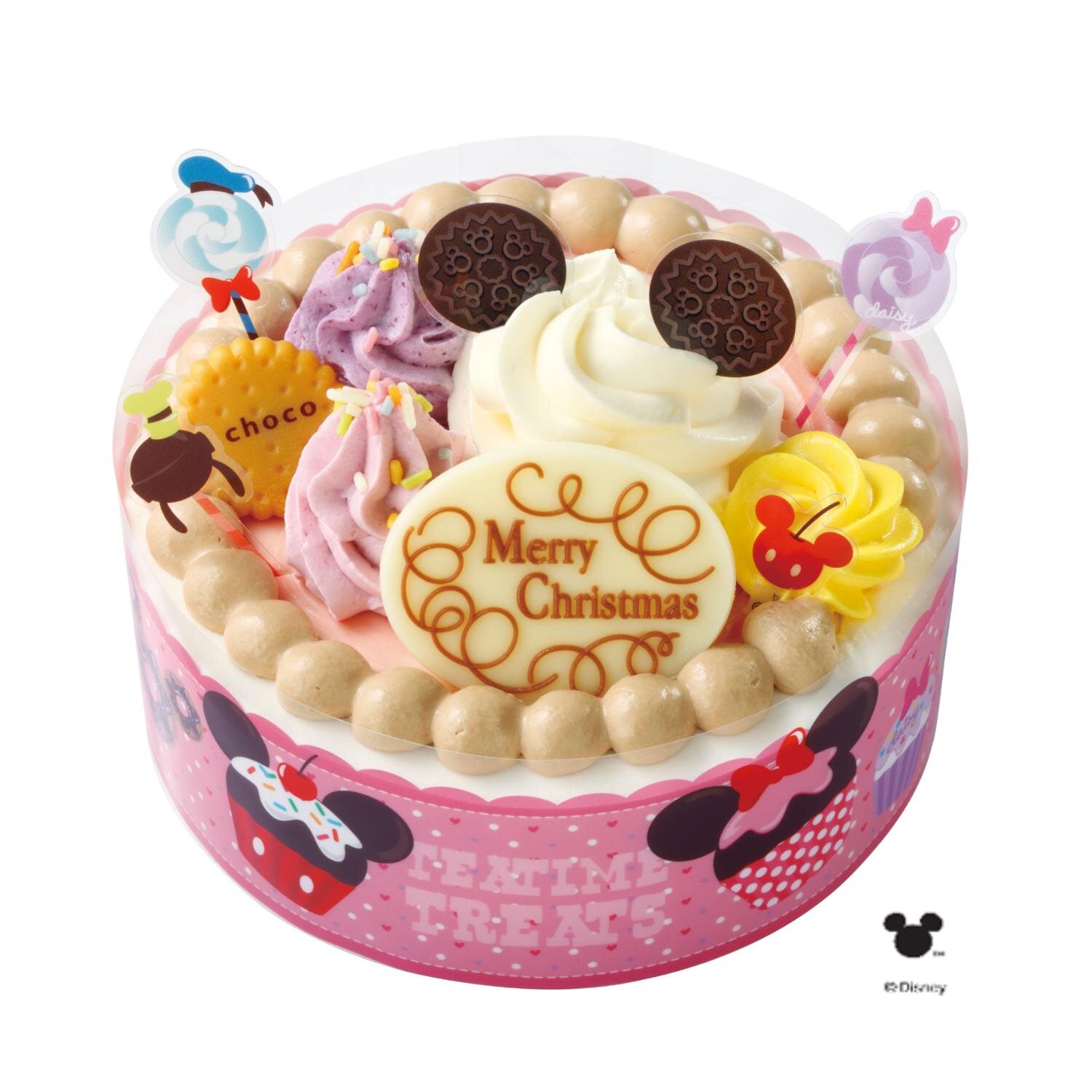 ミッキー＆フレンズ スイーツパーティー(オリジナルピックシート付き) 3,996円 サイズ：直径12cm、高さ4.5cm／4号サイズ相当(2〜3人向け)