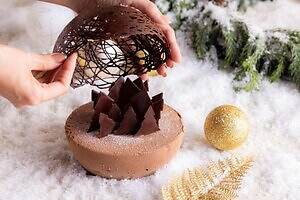 ヒルトン京都25年クリスマス、“まるでスノードーム”なオーナメント型ショート＆トレインケーキ｜写真3