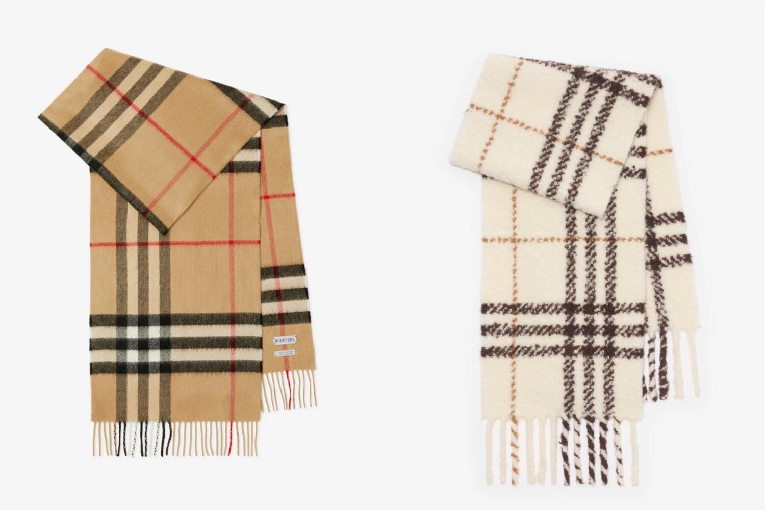 バーバリー“チェック柄”カシミヤマフラー、ふんわりアルパカウールブレンドのストールも