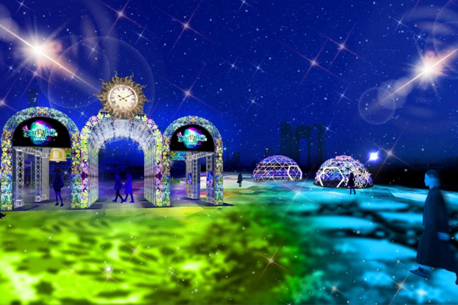 公園｜冬イルミネーション「ライトウォーク お台場」夢の大橋に光の時計台、華やかにライトアップ