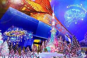 東京タワーの25年冬“キキ＆ララ”イルミネーション、ピンクと水色の「リトル東京タワー」