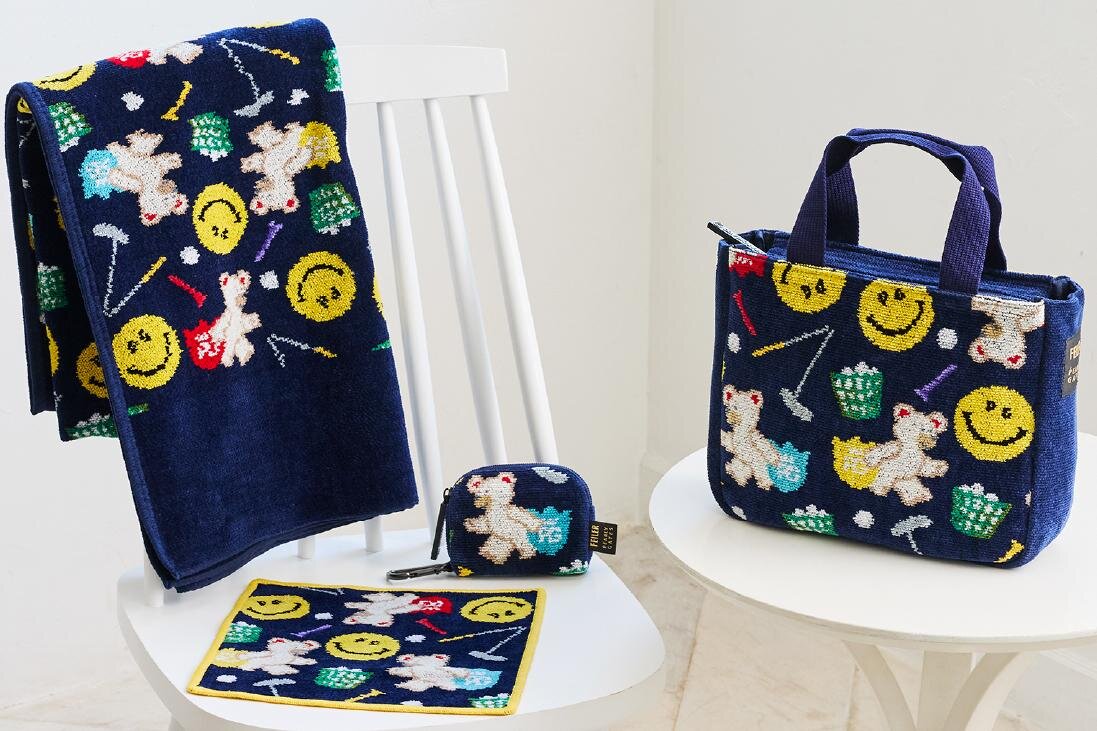 フェイラー×パーリーゲイツ、“リーベくん＆PGニコちゃん”のゴルフモチーフハンカチ＆バッグ