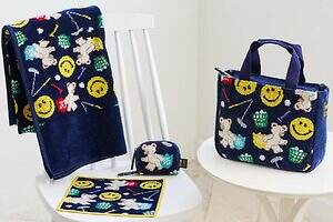 フェイラー×パーリーゲイツ、“リーベくん＆PGニコちゃん”のゴルフモチーフハンカチ＆バッグ