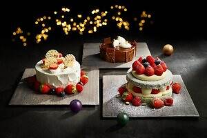 JWマリオット・ホテル東京25年クリスマスケーキ、“ピスタチオ×チョコ”スポンジの大粒苺ケーキなど