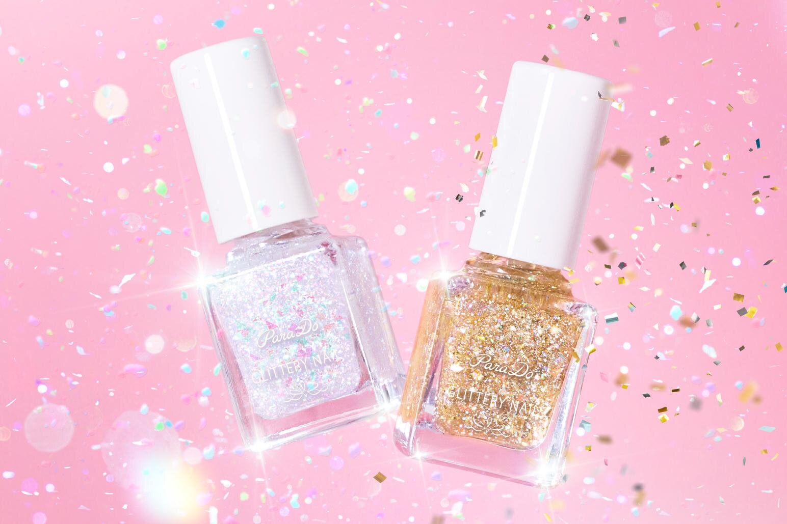 パラドゥ25年冬ラメネイル、“まるで金平糖”オーロラホロ輝くクリアカラー＆はちみつゴールド